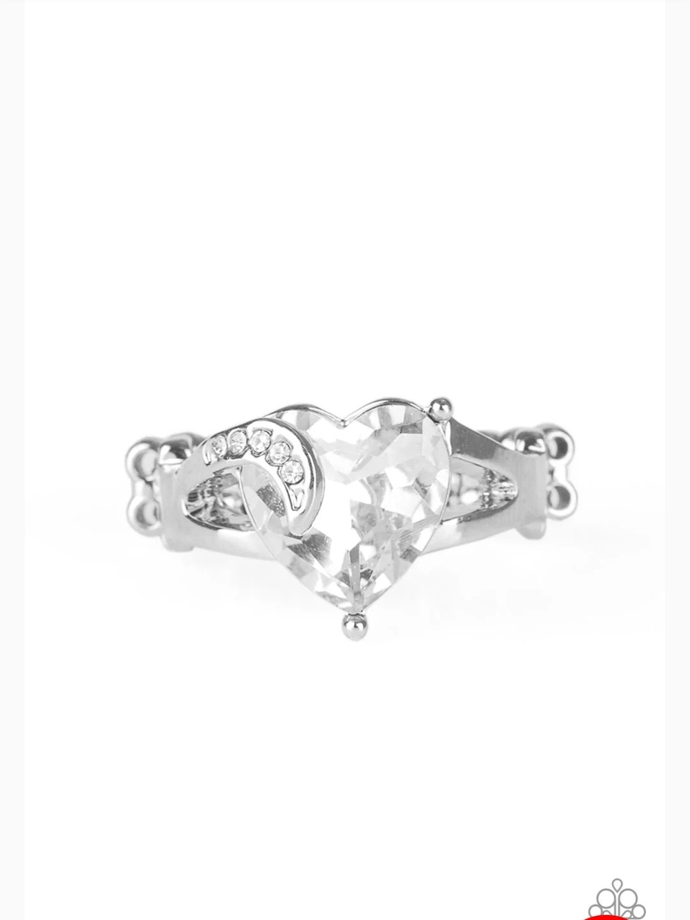 Romantic Reverie - White Ring -paparazzi Silver Heart Crystal Ring - Clear